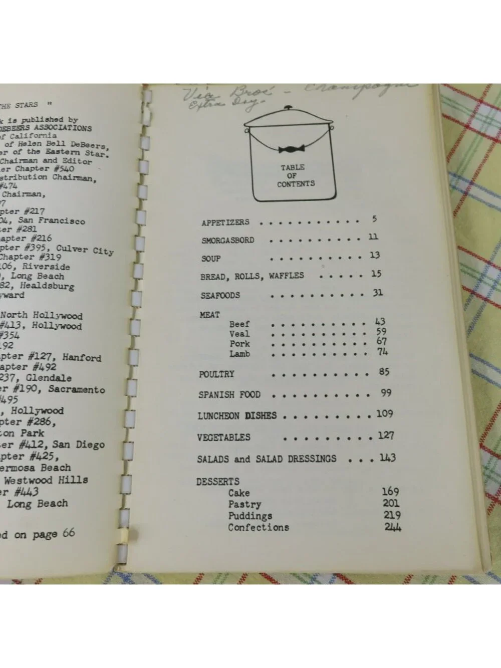 Food From the Stars Helen Bell de Beers Assoc Eastern Star Cook Book 1951